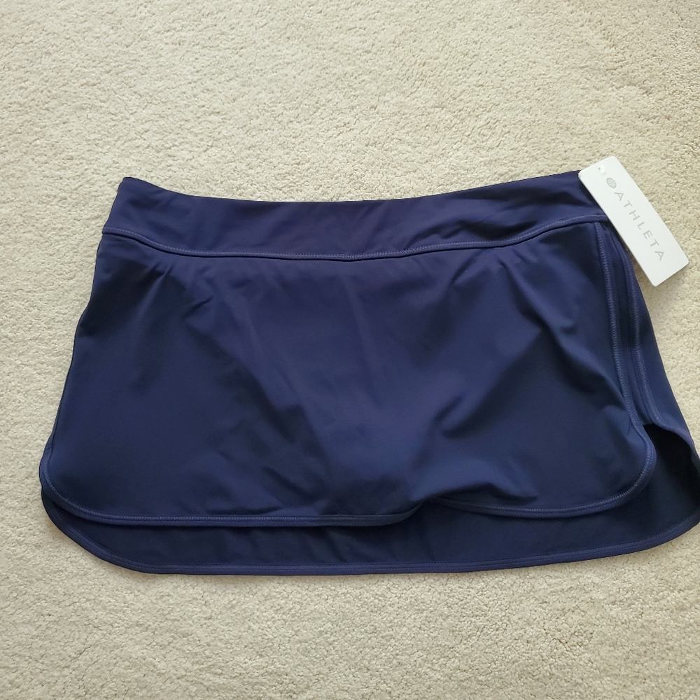 SOLD WT Athleta Navy Tidal Swim/Sport Skirt szM - Picture 1 of 11